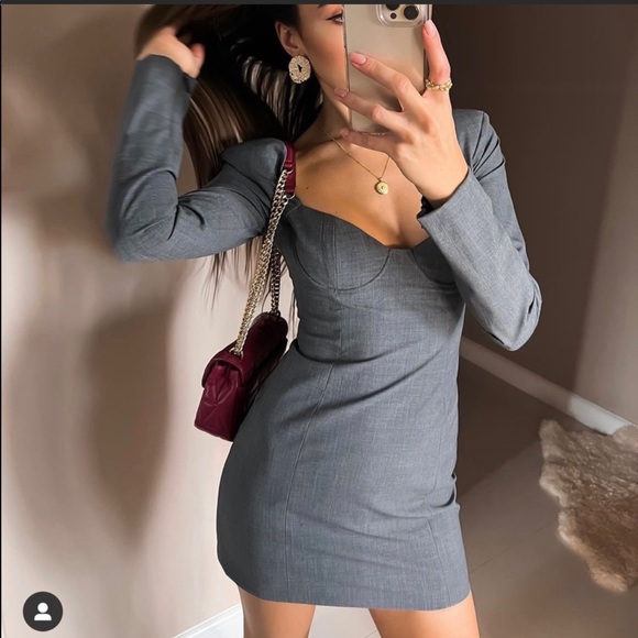 ZARA WOMAN FW21 GRAY SHORT FITTED DRESS 8833/317 - Picture 10 of 14